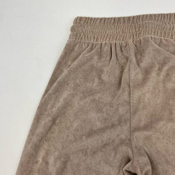 Zenana Wide Leg Comfy Pants Women's S Tan High Rise Drawstring Pockets Velour - Picture 4 of 10